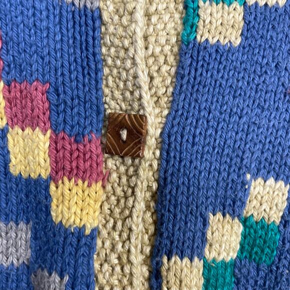 The Territory Ahead Vintage Y2K Chunky Knit Cotton Geometric Cardigan Sweater M - Picture 5 of 10